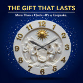 Jesuskripppe aus Marmor Große Wanduhr