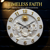 Jesuskripppe aus Marmor Große Wanduhr