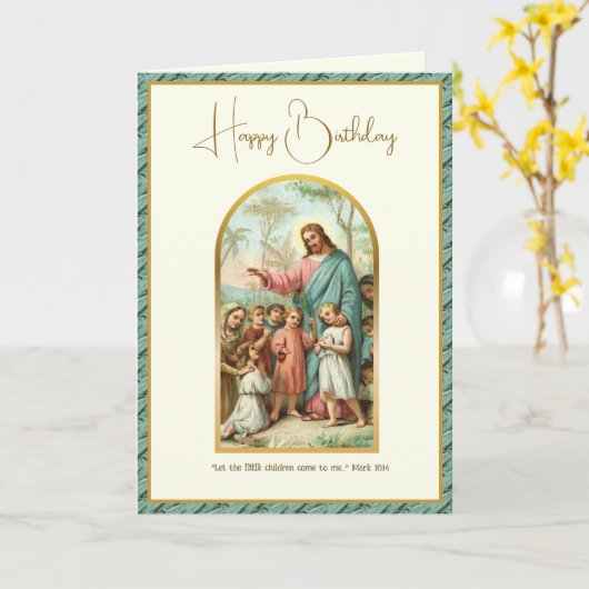 Jesuskriptur des Kindes Karte (Gelbe Blume)