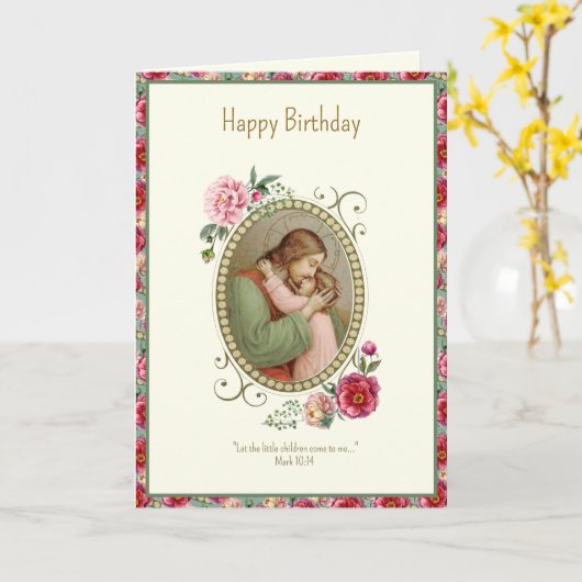 Jesuskriptur des Kindes Karte (Gelbe Blume)