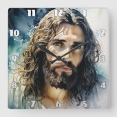 Jesusporträt Quadratische Wanduhr (Vorderseite)
