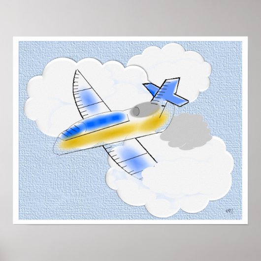 Jet Airplane in den Wolken Poster (Vorne)