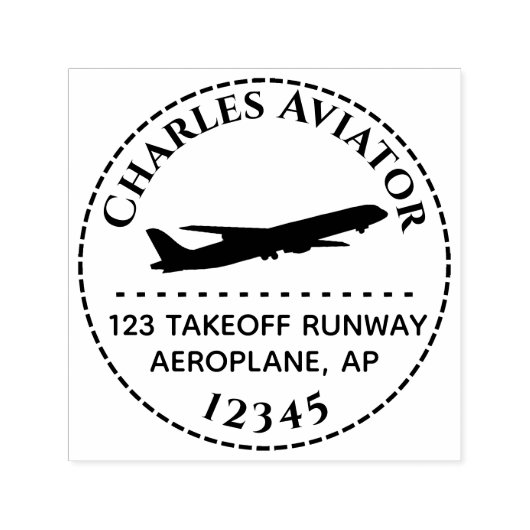 Jet Airplane Round-Address-Briefmarke für Aviator- Permastempel (Design)