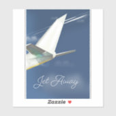 Jet Away Reiseplakat. Aufkleber (Blatt)