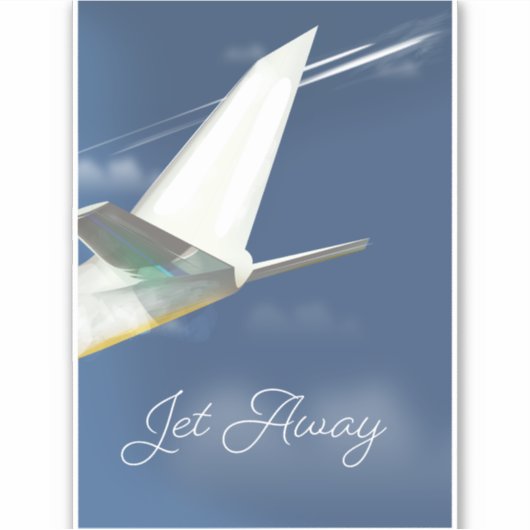 Jet Away Reiseplakat. Aufkleber (Vorderseite)