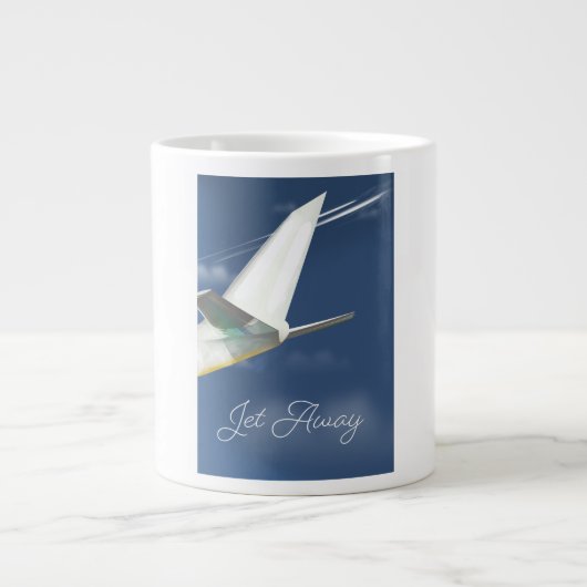 Jet Away Reiseplakat. Jumbo-Tasse (Vorderseite)