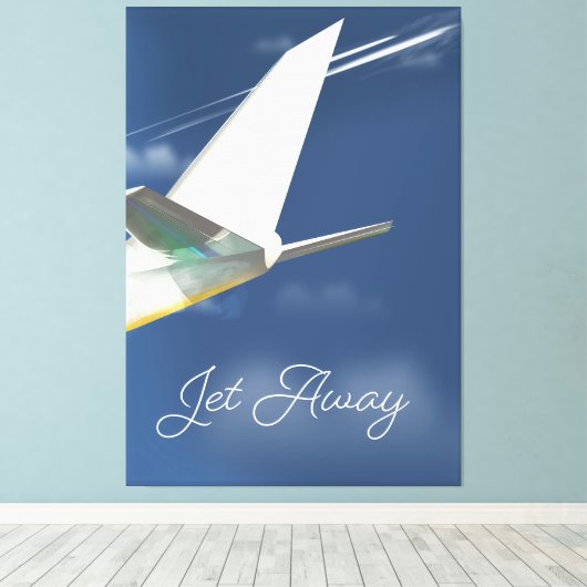 Jet Away Reiseplakat. Leinwanddruck (Insitu (Holzboden))
