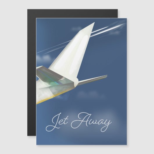 Jet Away Reiseplakat. Magnetkarte (Vorne/Hinten)