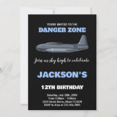 Jet Birthday Einladungen Gray Blue (Vorderseite)