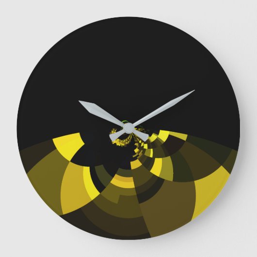 Jet Black and Gold Vector Art Print Graphic Design Große Wanduhr (Vorderseite)