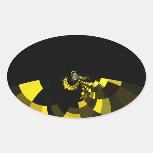 Jet Black and Gold Vector Art Print Graphic Design Ovaler Aufkleber (Vorderseite)