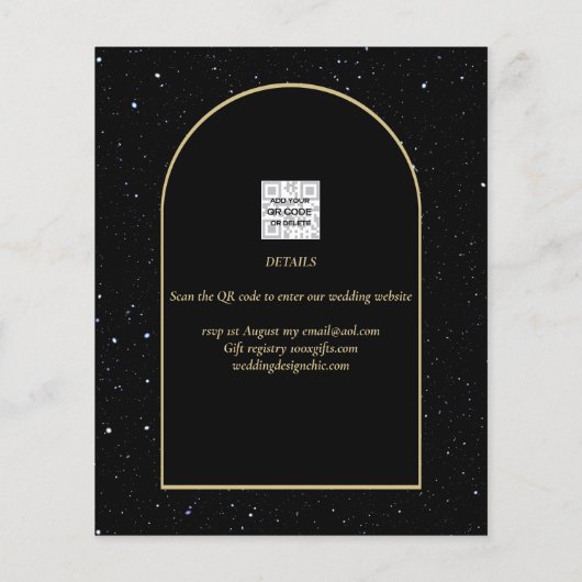 JET BLACK GOLD Starry Night Wedding RETT DATE Flyer (Hinten)