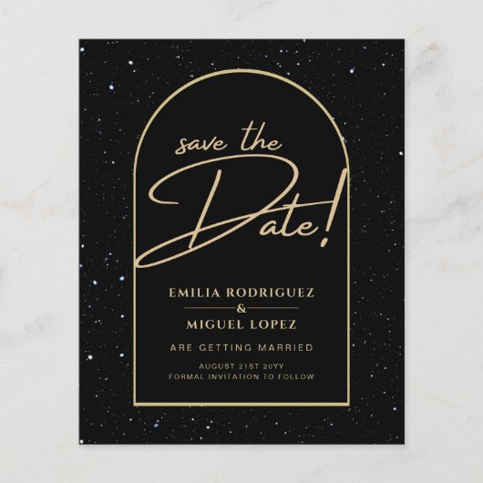 JET BLACK GOLD Starry Night Wedding RETT DATE Flyer (Vorne)