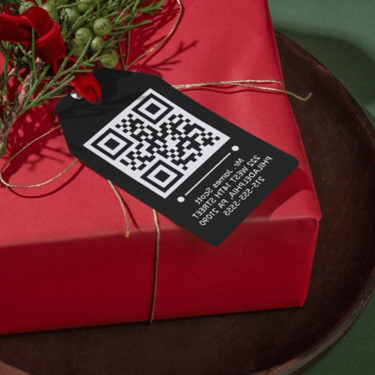 Jet Black QR CODE Benutzerdefiniert Geschenkanhänger