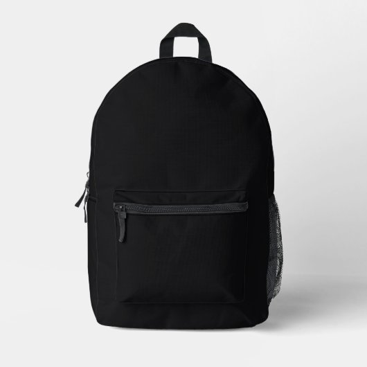 Jet Black Solid Color Bedruckter Rucksack (Vorderseite)