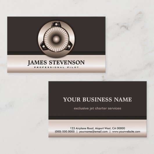 Jet Charter Beruflich Pilot Business Cards Visitenkarte (Vorne/Hinten)