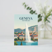 Jet d'Eau Schweiz Postkarte (Stehend Vorderseite)