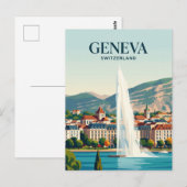Jet d'Eau Schweiz Postkarte (Vorne/Hinten)