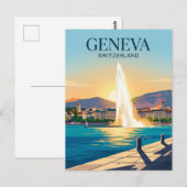 Jet d'Eau Schweiz Postkarte (Vorne/Hinten)