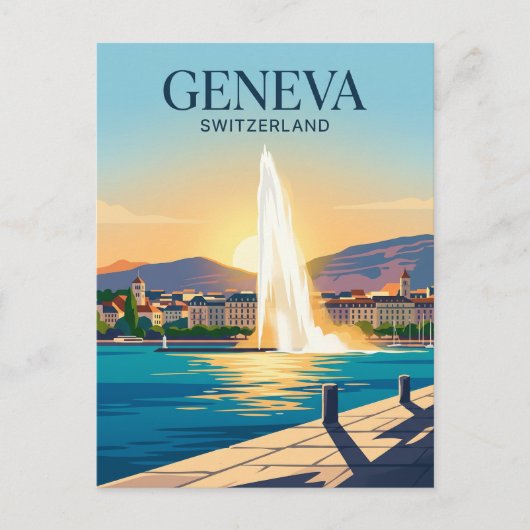 Jet d'Eau Schweiz Postkarte (Vorderseite)