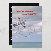 Jet der Flugzeug-Einladungs-| in den Wolken Einladung (Vorne/Hinten)