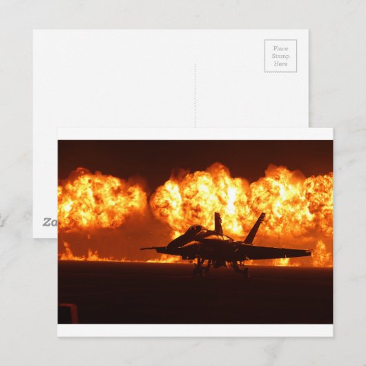 Jet Fighter Flames Postkarte (Vorne/Hinten)