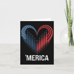 Jet Fighter Jet Airplane American Flag Herz 4. Ju Karte
