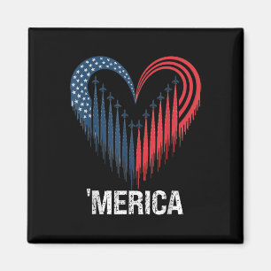 Jet Fighter Jet Airplane American Flag Herz 4. Ju Magnet