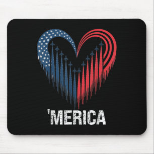 Jet Fighter Jet Airplane American Flag Herz 4. Ju Mousepad
