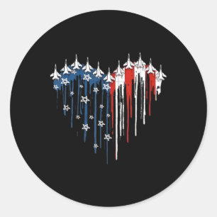 Jet Fighter Jet Airplane American Flag Herz 4. Ju Runder Aufkleber