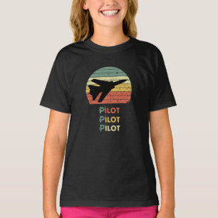 Jet Fighter & Sunset, Vintag Retro Simple Aviation T-Shirt