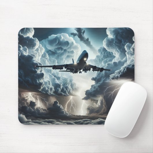 Jet fliegt durch einen Sturm Mousepad (Mit Mouse)