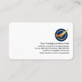 Jet-Flugzeug auf Goldflügen Visitenkarte (Rückseite)