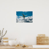 Jet Flugzeug in Wolken aufsteigen Poster (Küche)