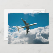 Jet Flugzeug in Wolken Postkarte (Vorne/Hinten)