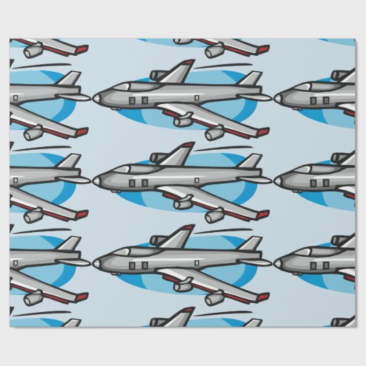 Jet Flugzeug Wrapping Paper Geschenkpapier (Flach)