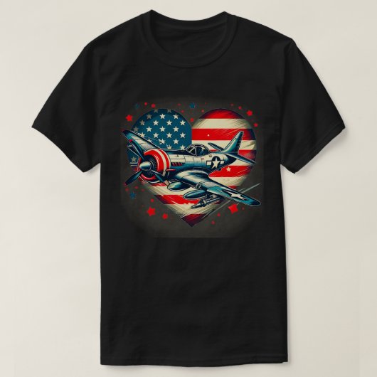 Jet Jet Airplane American Flag T-Shirt (Design vorne)