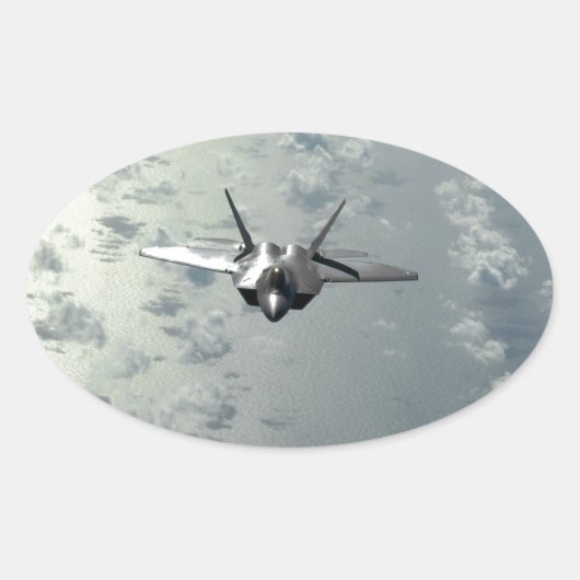 Jet kämpft über Meer Ovaler Aufkleber (Vorderseite)
