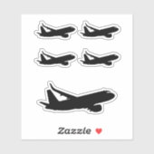 Jet Liner Black-Silhouette für Flugzeuge Aufkleber (Blatt)