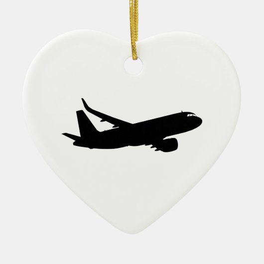 Jet Liner Black-Silhouette für Flugzeuge Keramikornament (Vorne)