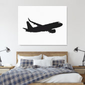 Jet Liner Black-Silhouette für Flugzeuge Leinwanddruck (Insitu (Schlafzimmer))