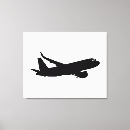 Jet Liner Black-Silhouette für Flugzeuge Leinwanddruck (Vorderseite)