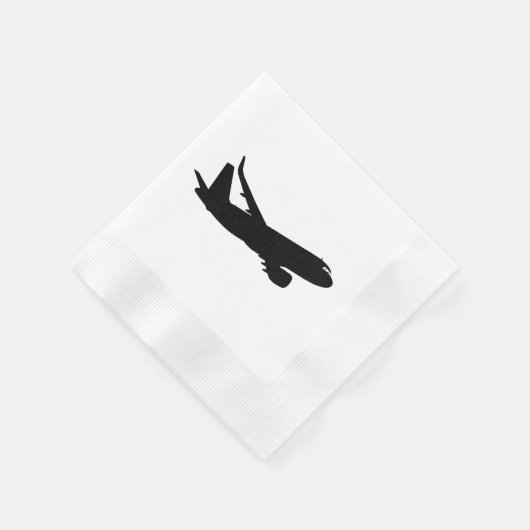 Jet Liner Black-Silhouette für Flugzeuge Serviette (Ecke)
