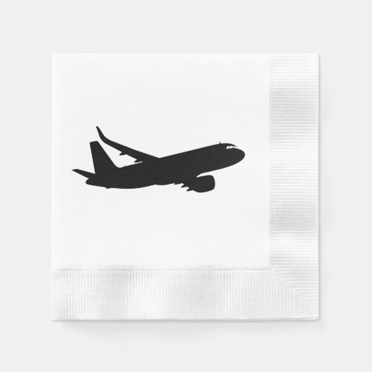 Jet Liner Black-Silhouette für Flugzeuge Serviette (Vorderseite)