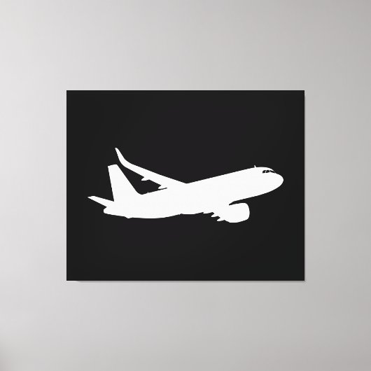 Jet Liner Weiße Silhouette Fliegendekor Leinwanddruck (Vorderseite)