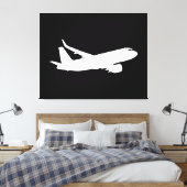 Jet Liner Weiße Silhouette Fliegendekor Leinwanddruck (Insitu (Schlafzimmer))