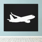 Jet Liner Weiße Silhouette Fliegendekor Leinwanddruck (Insitu (Holzboden))