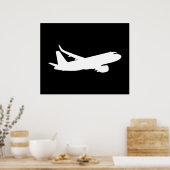 Jet Liner Weiße Silhouette Fliegendekor Poster (Küche)