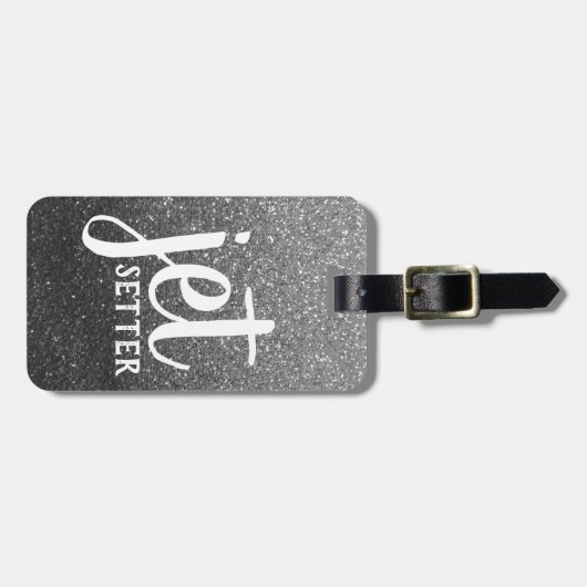 Jet Setter Traveler Silver Glitzer Queen Gepäckanhänger (Vorderseite horizontal)