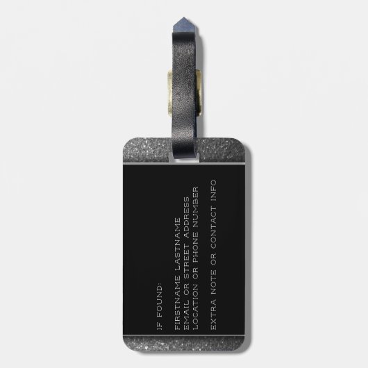 Jet Setter Traveler Silver Glitzer Queen Gepäckanhänger (Rückseite vertikal)